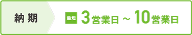 納期　最短3営業日～10営業日