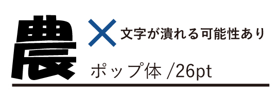 文字が潰れる可能性あり