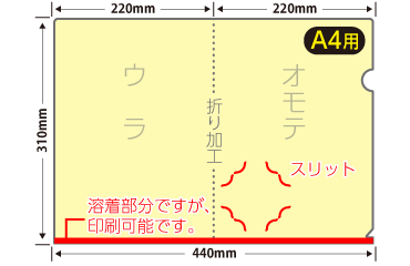 A4クリアファイル名刺スリット入り